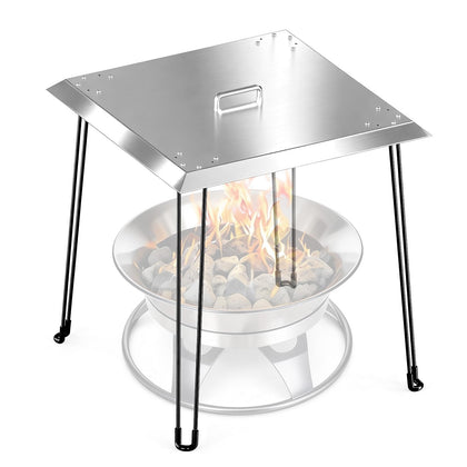 joqepy fire pit heat deflector 24x24 redirects heat downward for even outdoor warmth