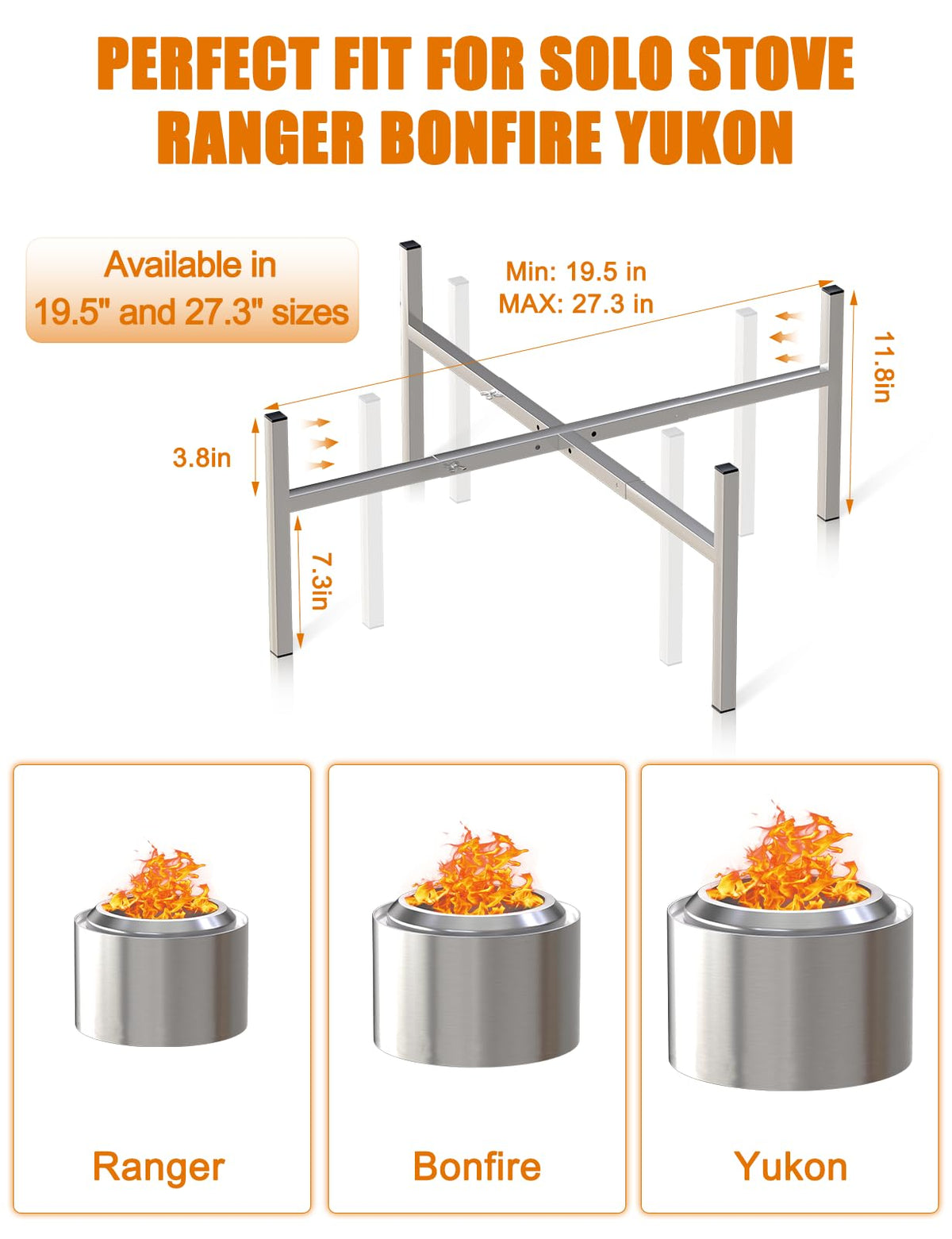 Joqepy four-leg stainless steel stand for stable fire pit