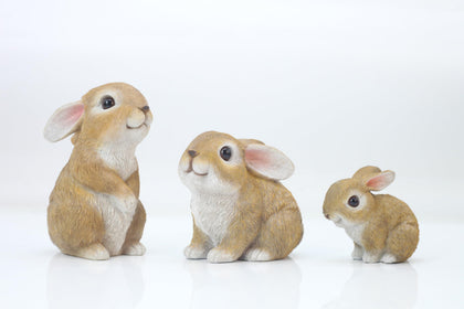 JORAE bunny statues set of 3 for garden decor with lifelike detail.