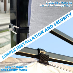 Easy installation of Joramoy sidewalls with top hook and straps.