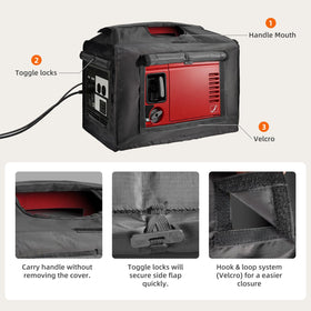Joramoy generator cover storage pocket demonstrates convenient cord organization.