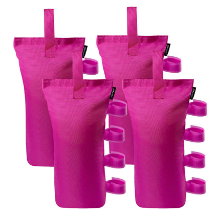 Joramoy pink heavy-duty canopy weight bag attached to a tent leg for stability