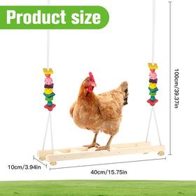 Jorewood coop swing in outdoor run promoting hens' activity and social time.