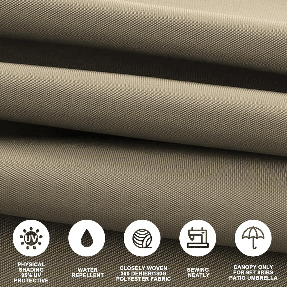 Jorohiker 8-rib design ensures a snug fit on compatible 9ft umbrellas