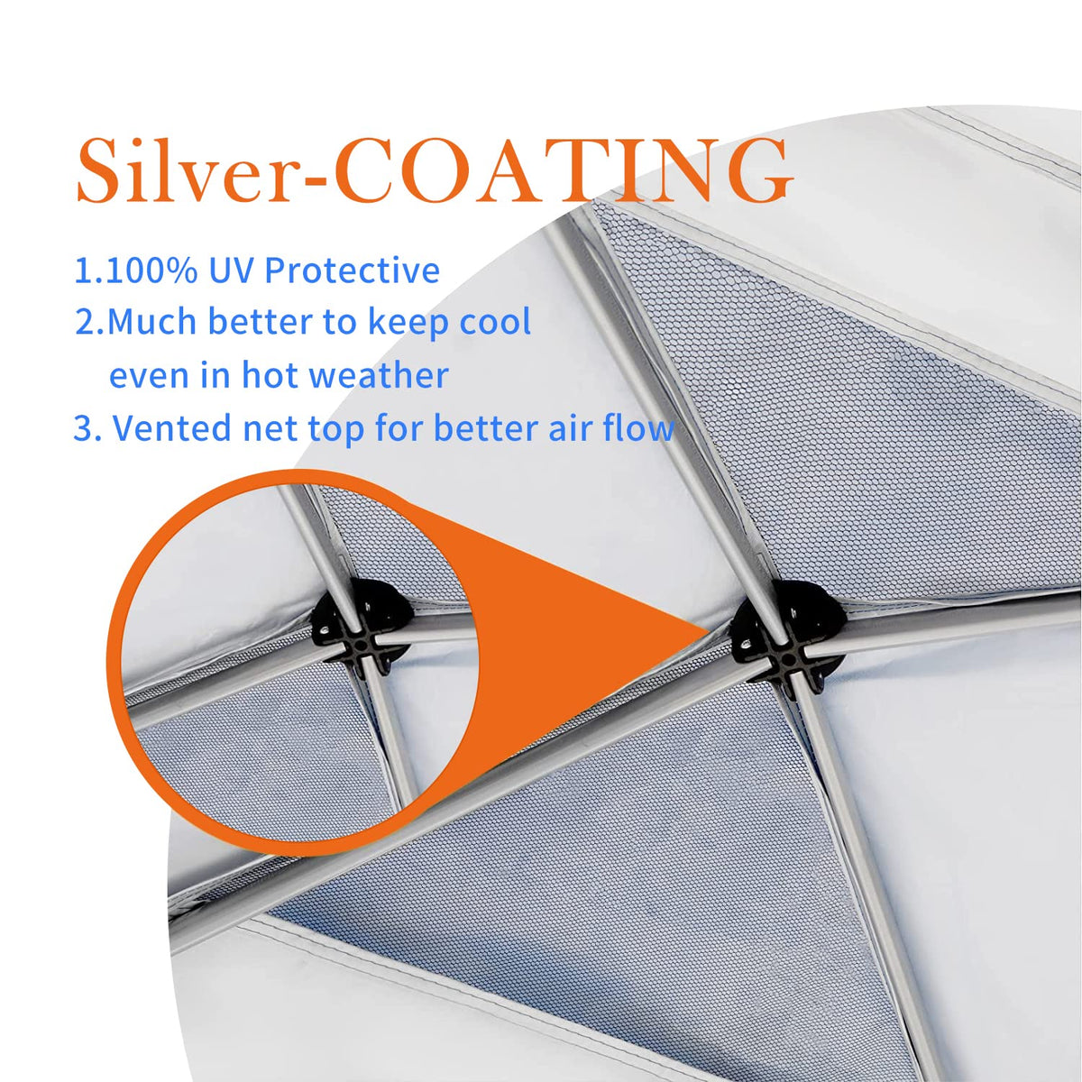 Jorohiker 8x8 canopy top shows measurement reference for compatibility