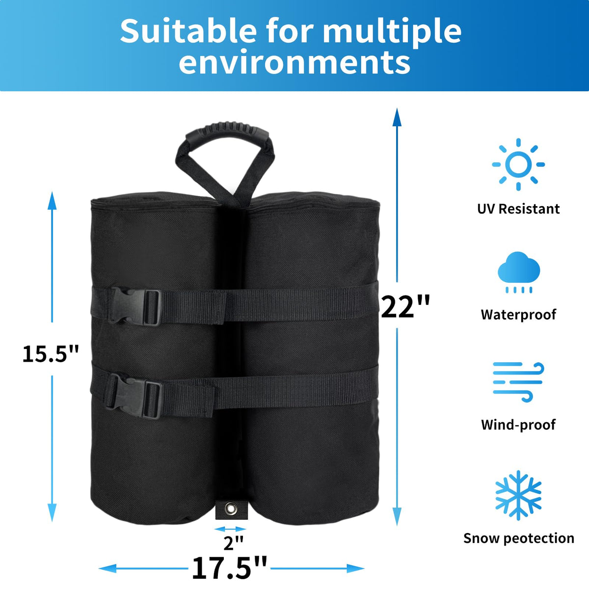 Jorohiker sand-filled weight bags with top-opening fill for easy loading.