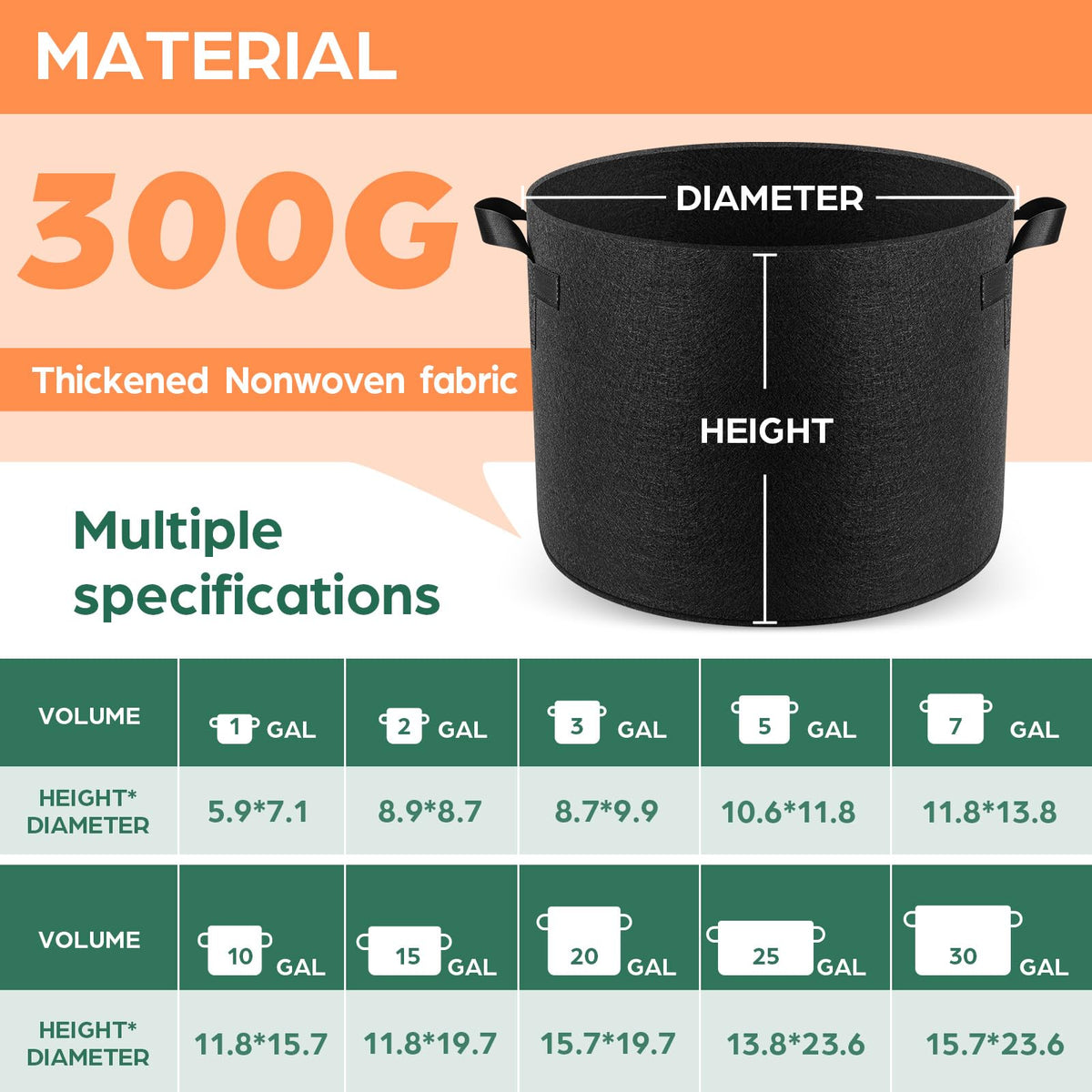 Jorvila grow bags with heavy-duty handles for safe moving.