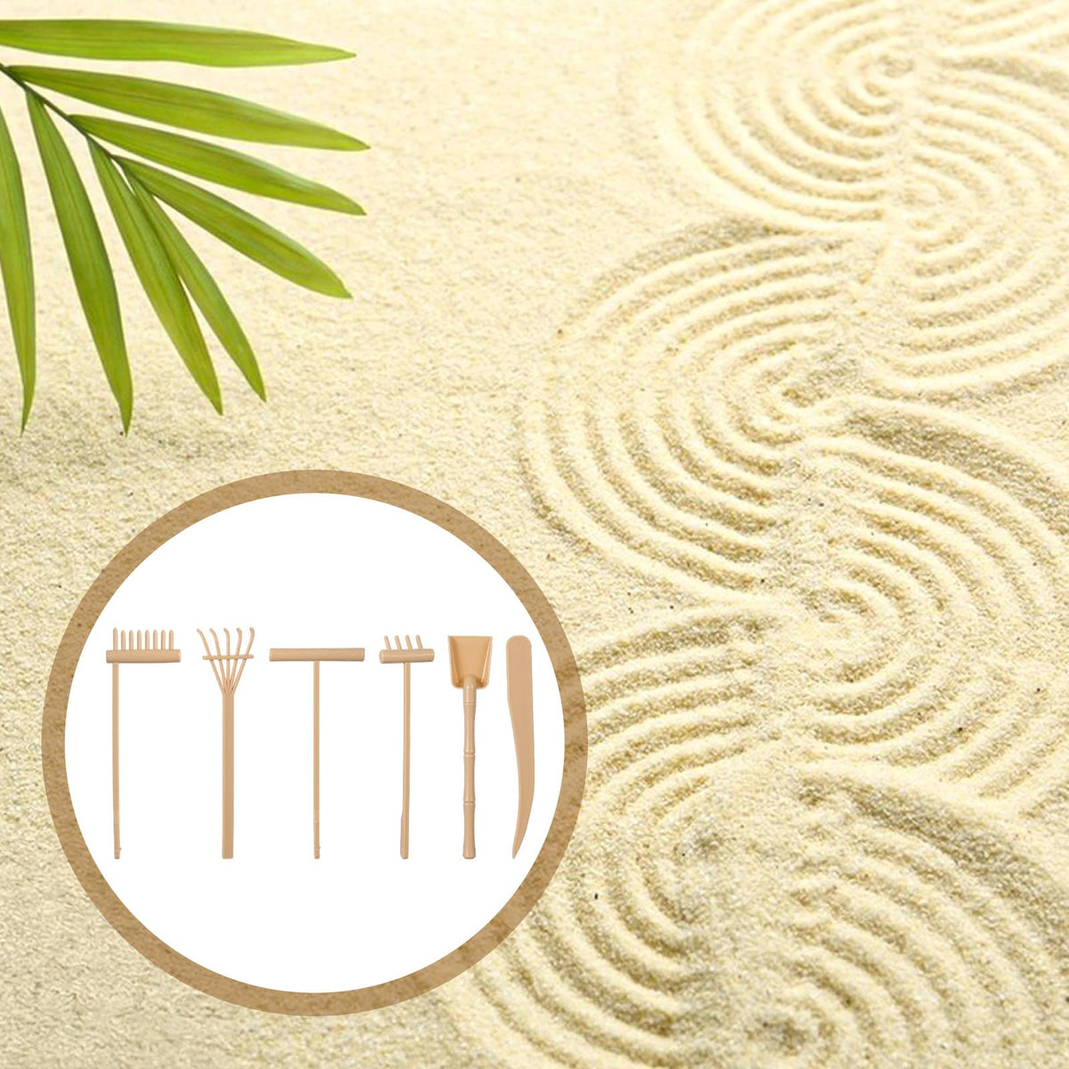 Josojoou Zen Garden bucket for organizing sand and tools on a desk