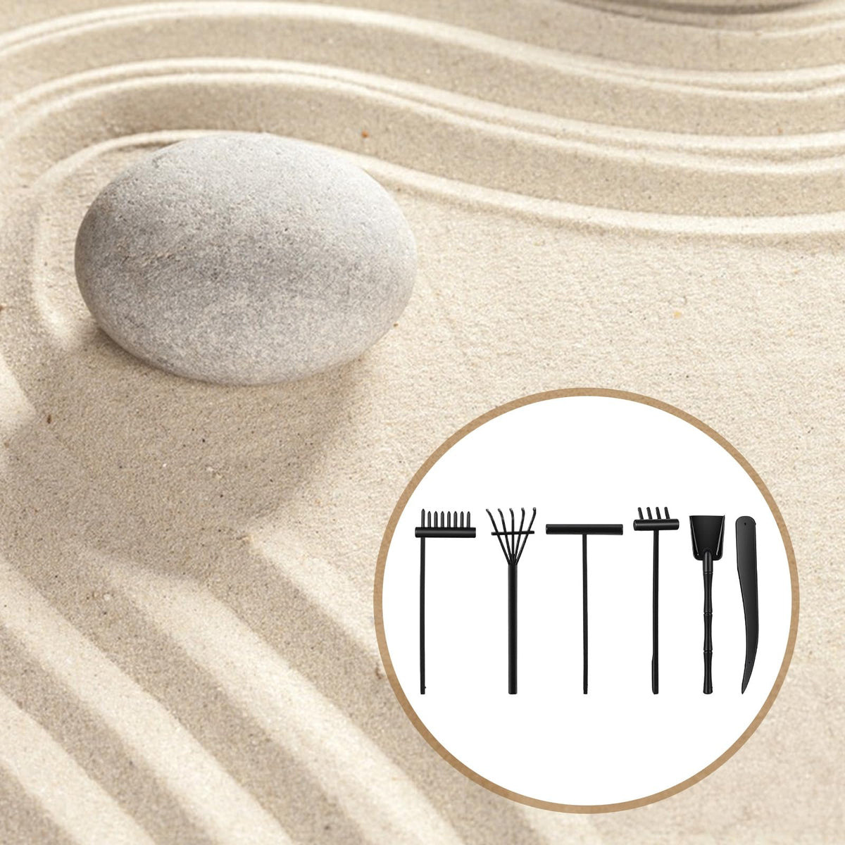 Josojoou Zen Garden five-pronged rake for creative designs and relaxation