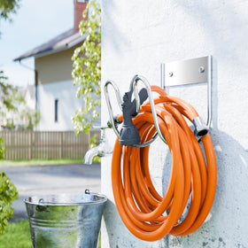 Extra-large SUS304 hose holder supports up to 30 pounds for long hoses.
