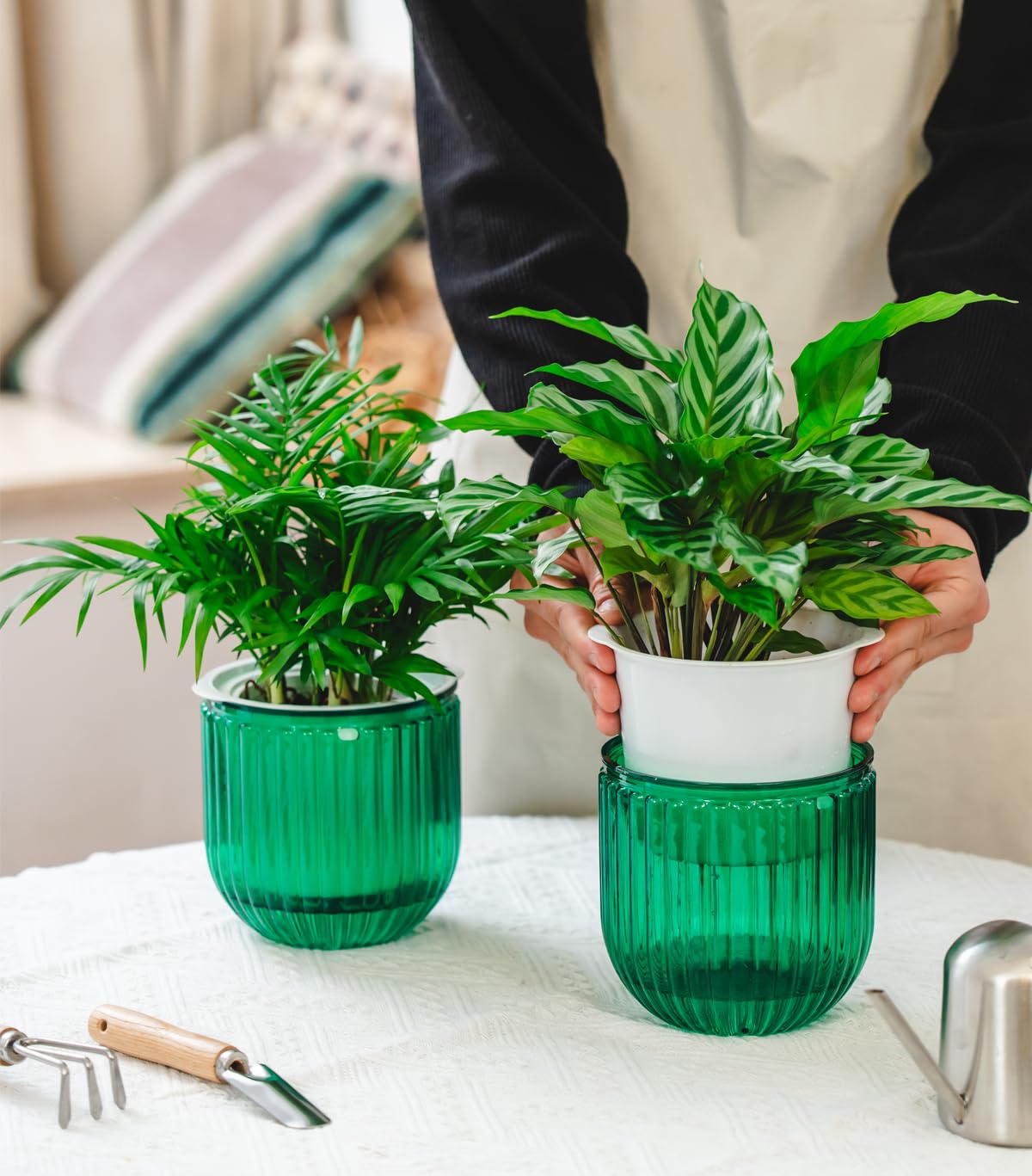 Josteve inner-outer pot dual design provides controlled watering for vibrant plants