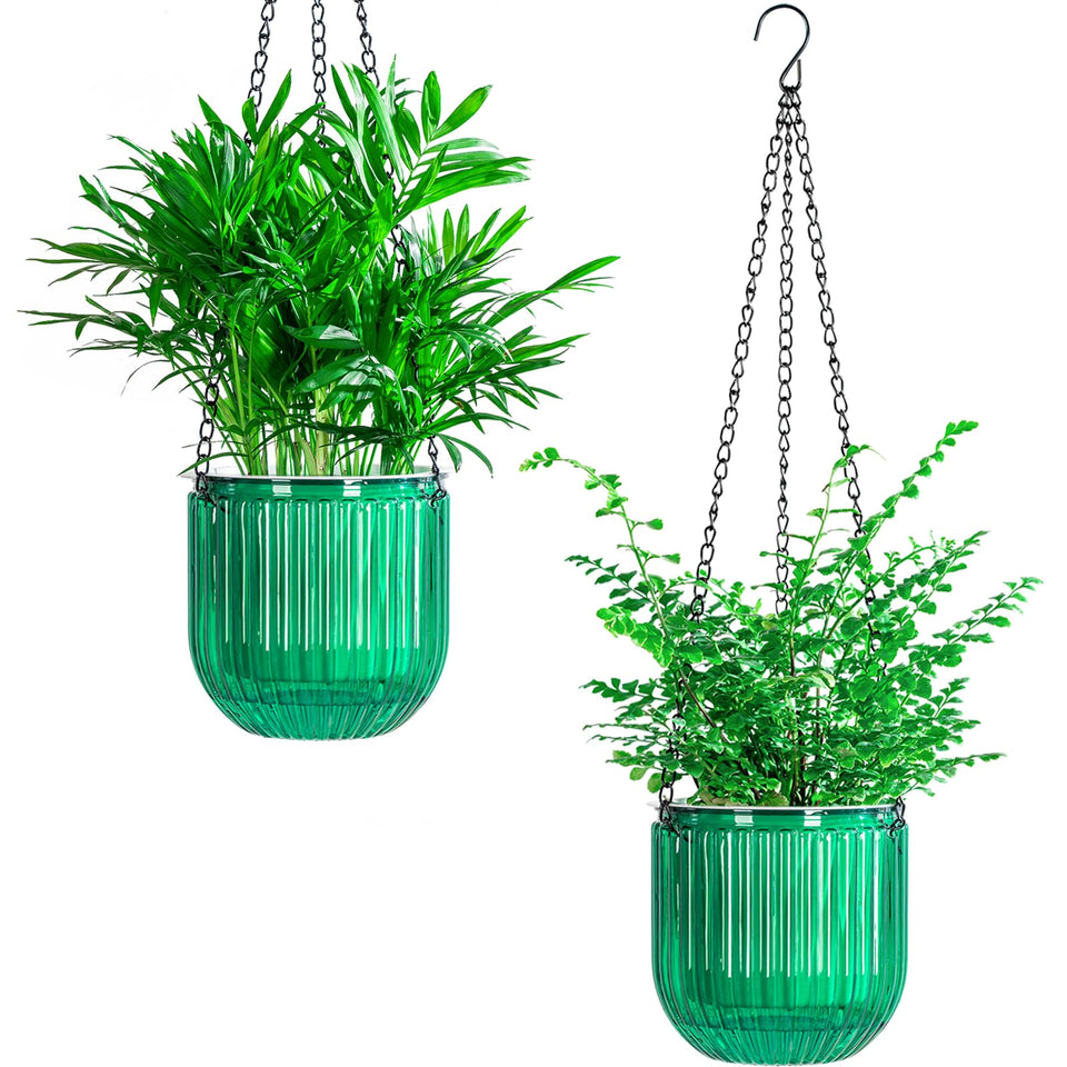 Josteve self-watering hanging planter with clear water level indicator for easy moisture monitoring