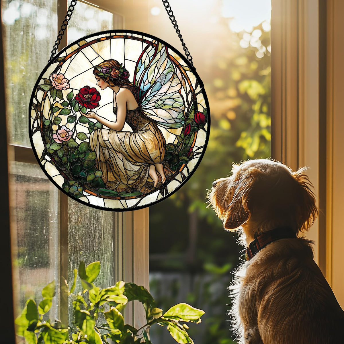JOSUMALY stained glass decor highlights windows with rainbow shimmer