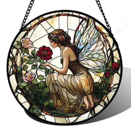 JOSUMALY stained glass butterfly suncatcher colors windows with a sunny yellow-green glow