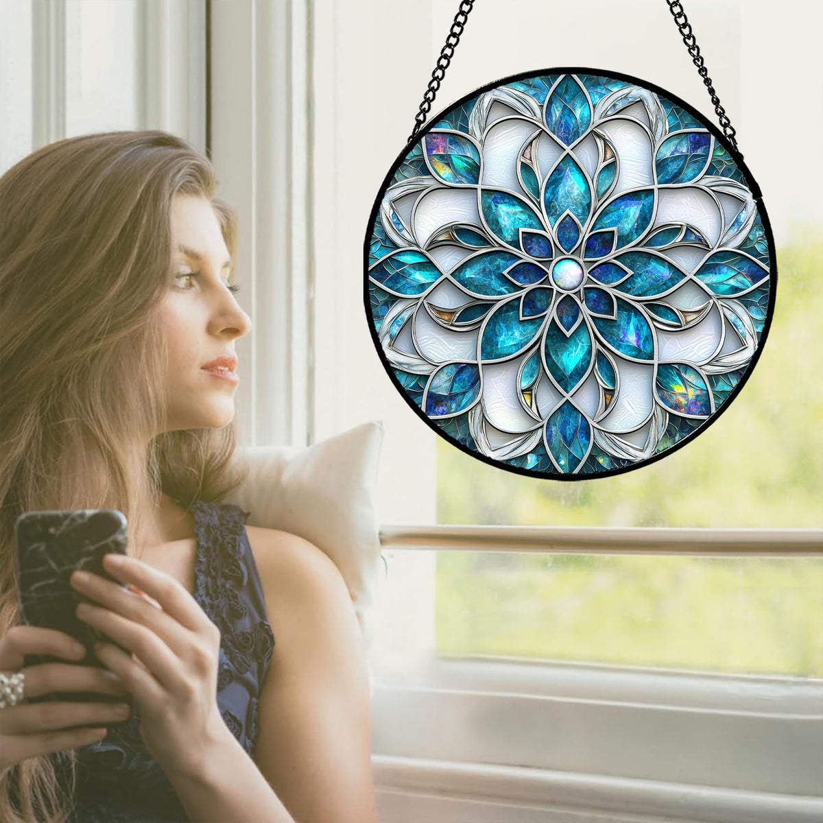 Josumaly sun catcher for windows with vivid UV-printed colors enhances daily light