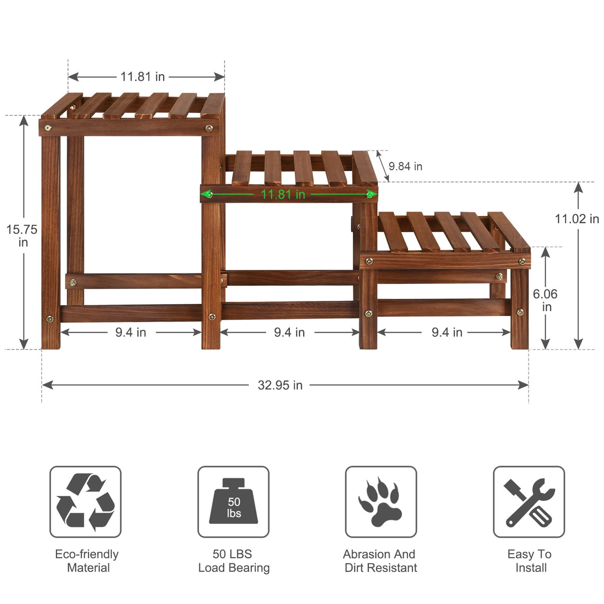 Jotboom corner display 3-tier stand showing space-saving corner placement.