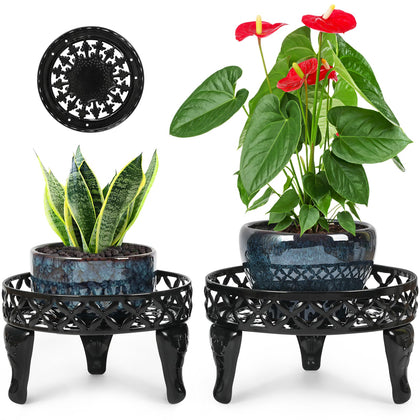 Jotboom two-pack metal plant stands display a compact indoor arrangement.