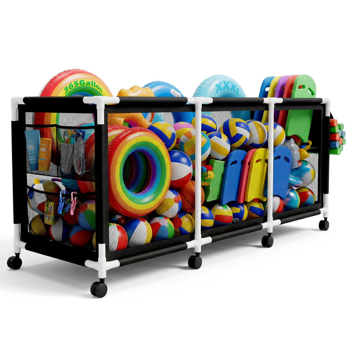 Jotesnew 365-gallon pool storage bin front view for organized pool storage
