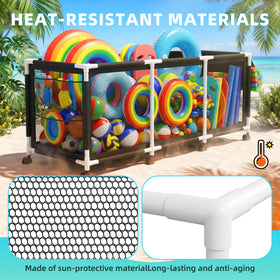 Jotesnew bin with wheels enables easy movement around poolside