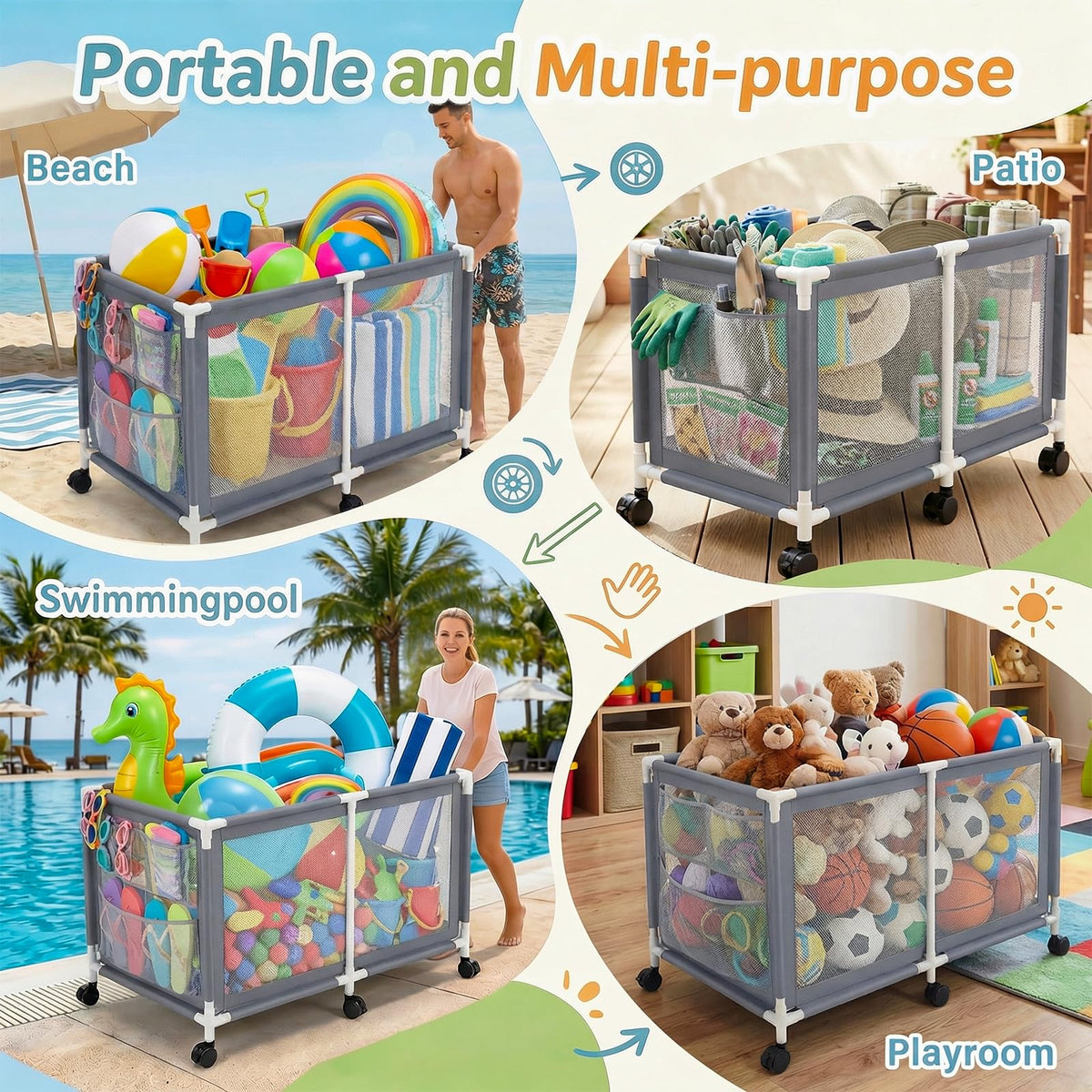 Jotesnew brake-wheeled mobility system for smooth poolside movement