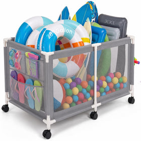 Jotesnew extra large pool storage bin with rolling wheels for easy pool toy organization