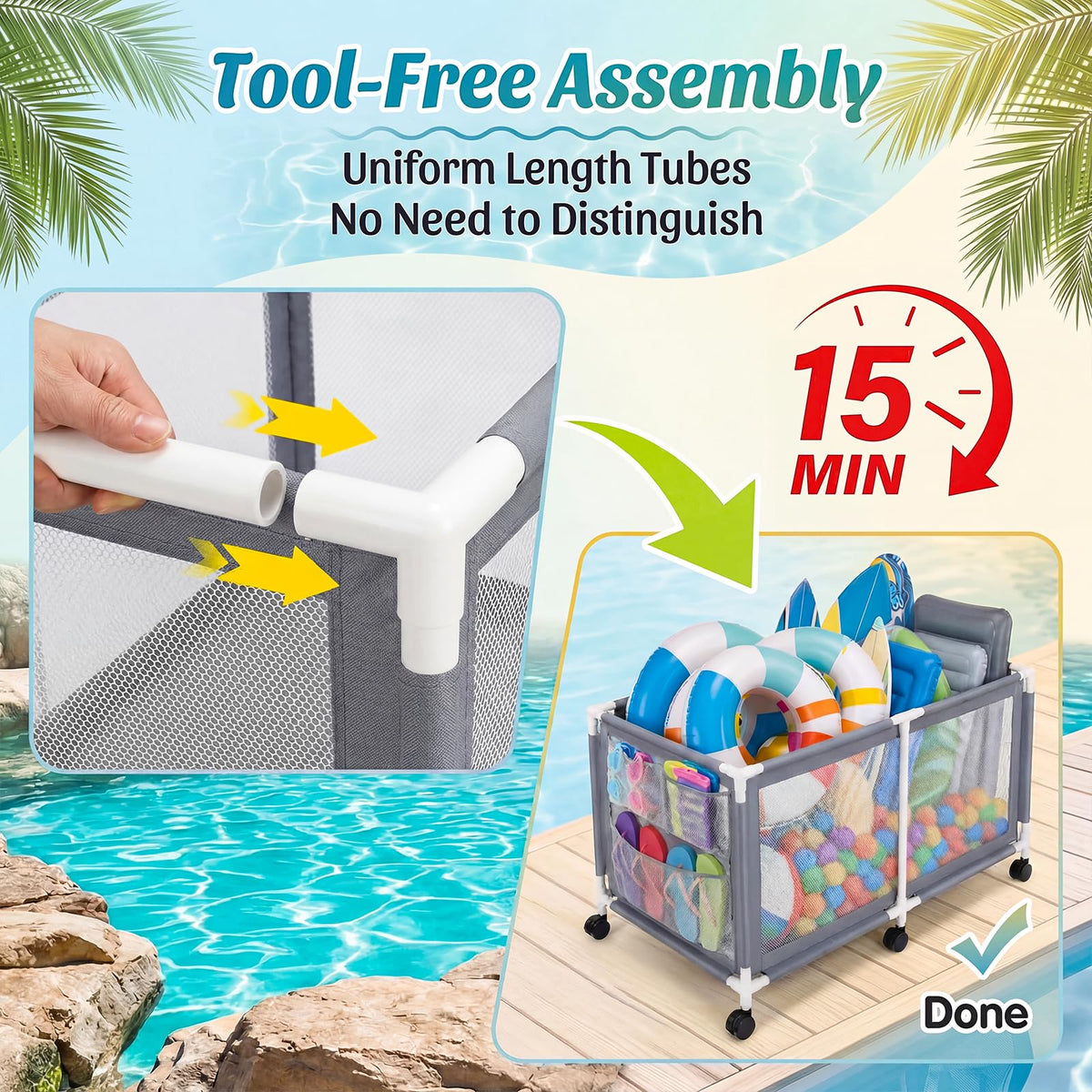 Jotesnew tool-free assembly for quick setup and off-season storage