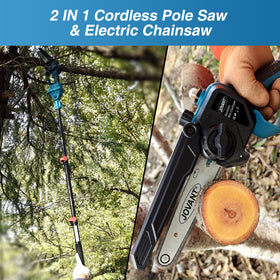 JOVANT cordless pole saw battery powered for easy, location-free yard trimming.