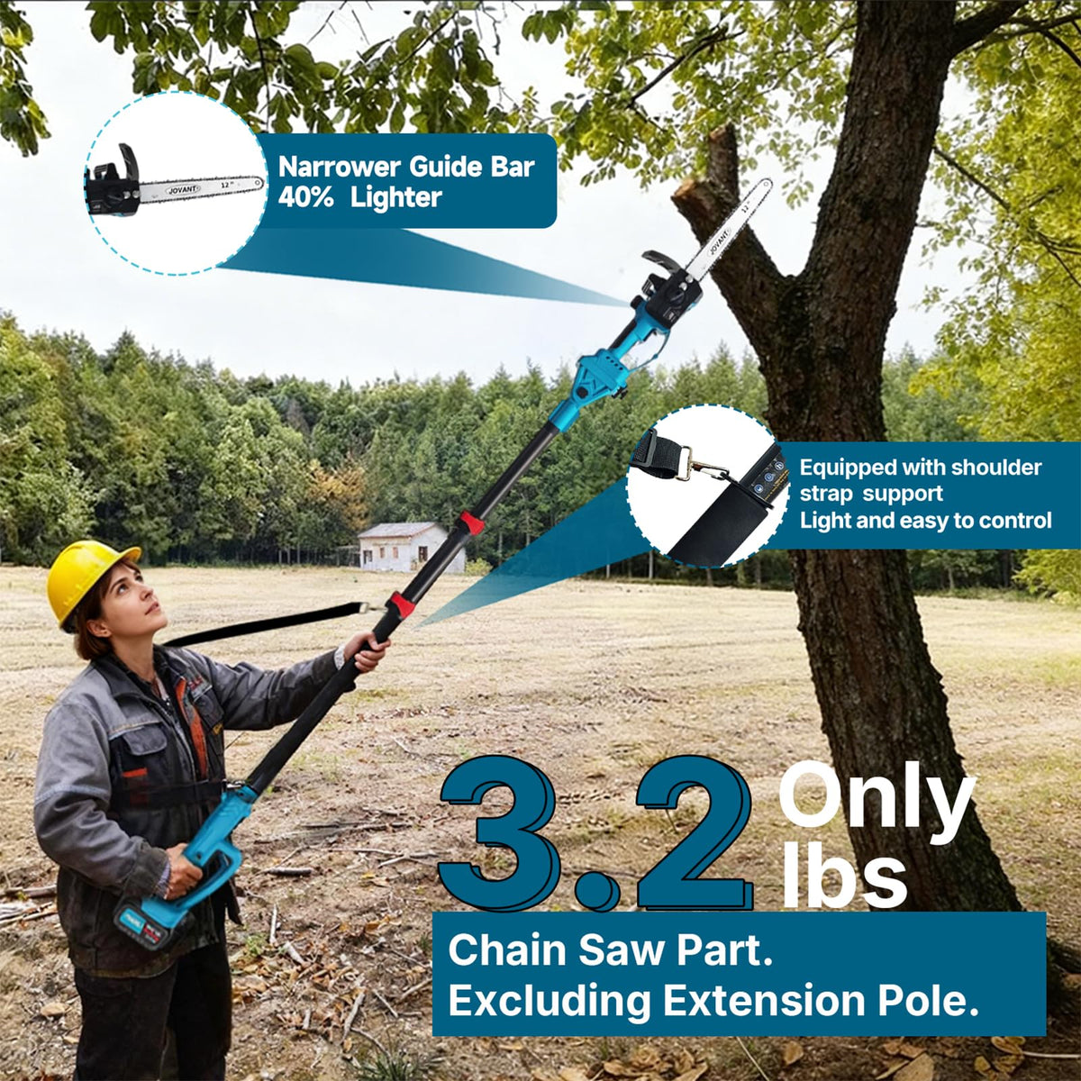Jovant dual 20V 4.0Ah batteries enable uninterrupted cordless work.