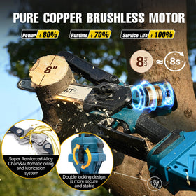 Jovant brushless motor delivers strong cutting power for heavy pruning tasks.