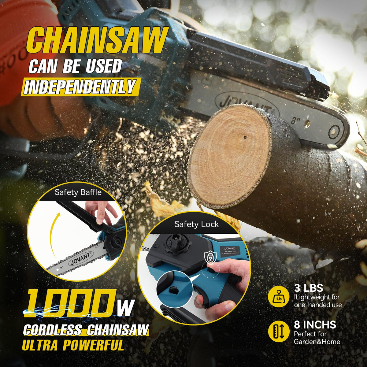 Jovant anti-slip grip and lightweight design reduce arm fatigue during long trimming.