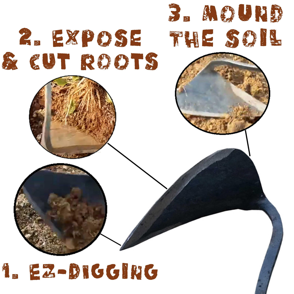 JOVELY Weeding sickle in the garden demonstrates versatile cutting reach.