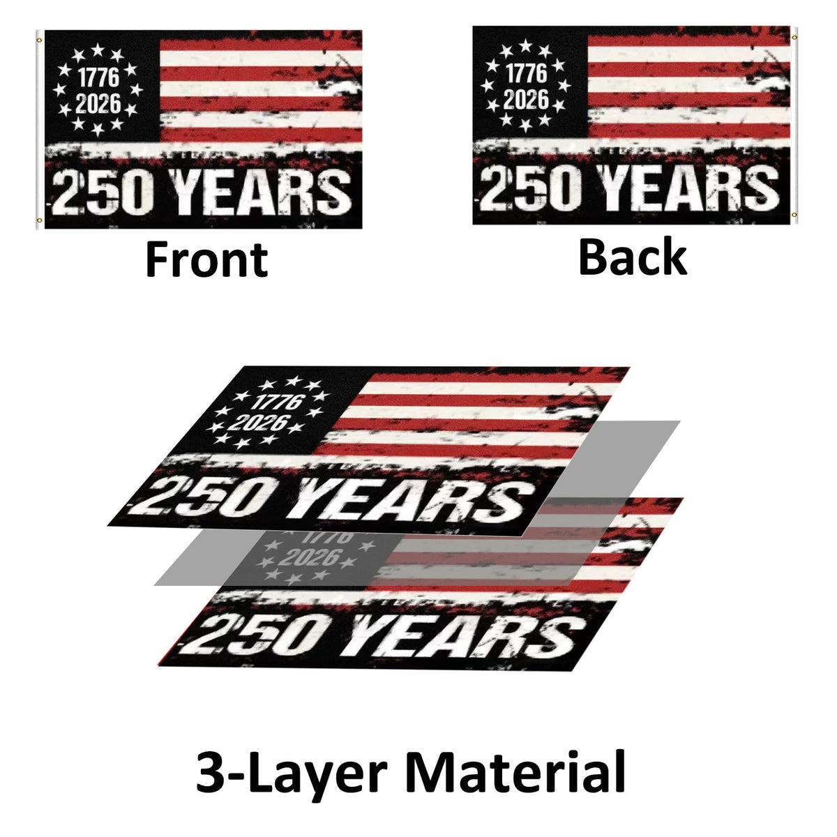 Joven flag with four-rows stitched hem for durability