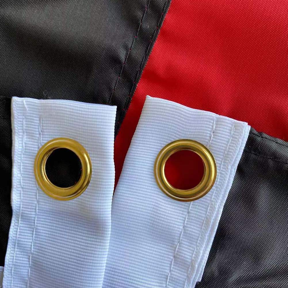 Joven flag with four rows sewn wind-edge for reinforced durability.