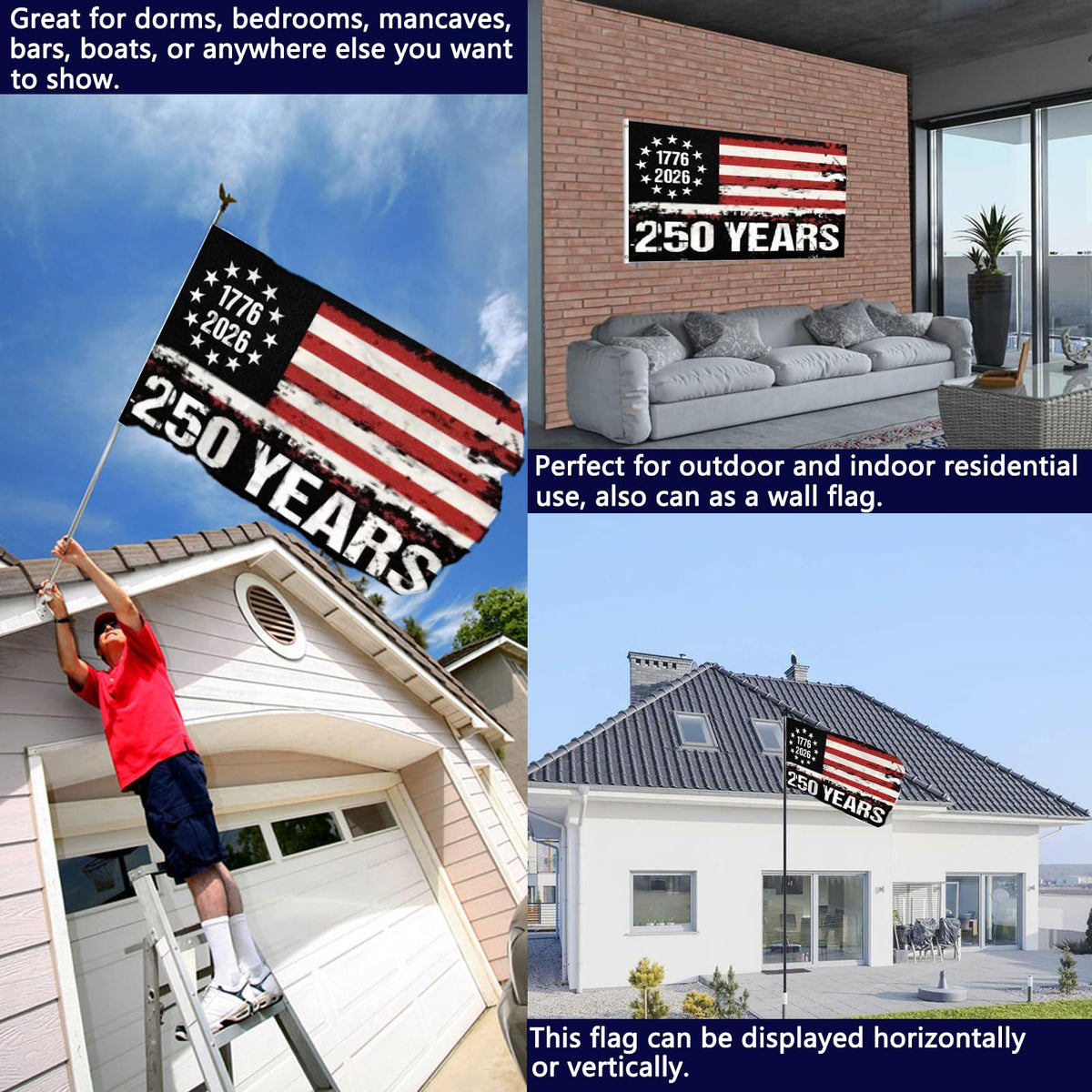 Joven 250th anniversary flag with distressed vintage design