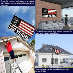 Joven 250th anniversary flag with distressed vintage design