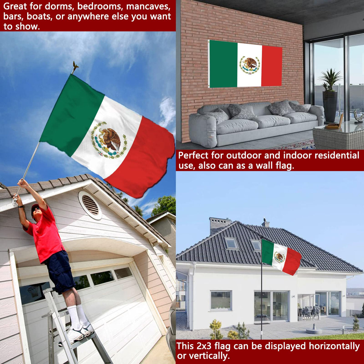Joven Mexican flag double-sided embroidery visible from all angles