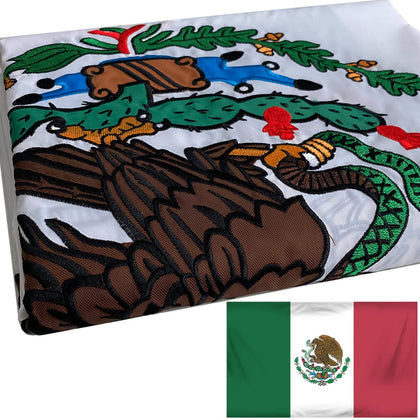 Joven Mexican flag embroidered 3x5 outdoor flag in yard display