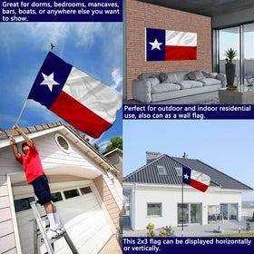 Joven Texas flag double sided for clear reads from both sides