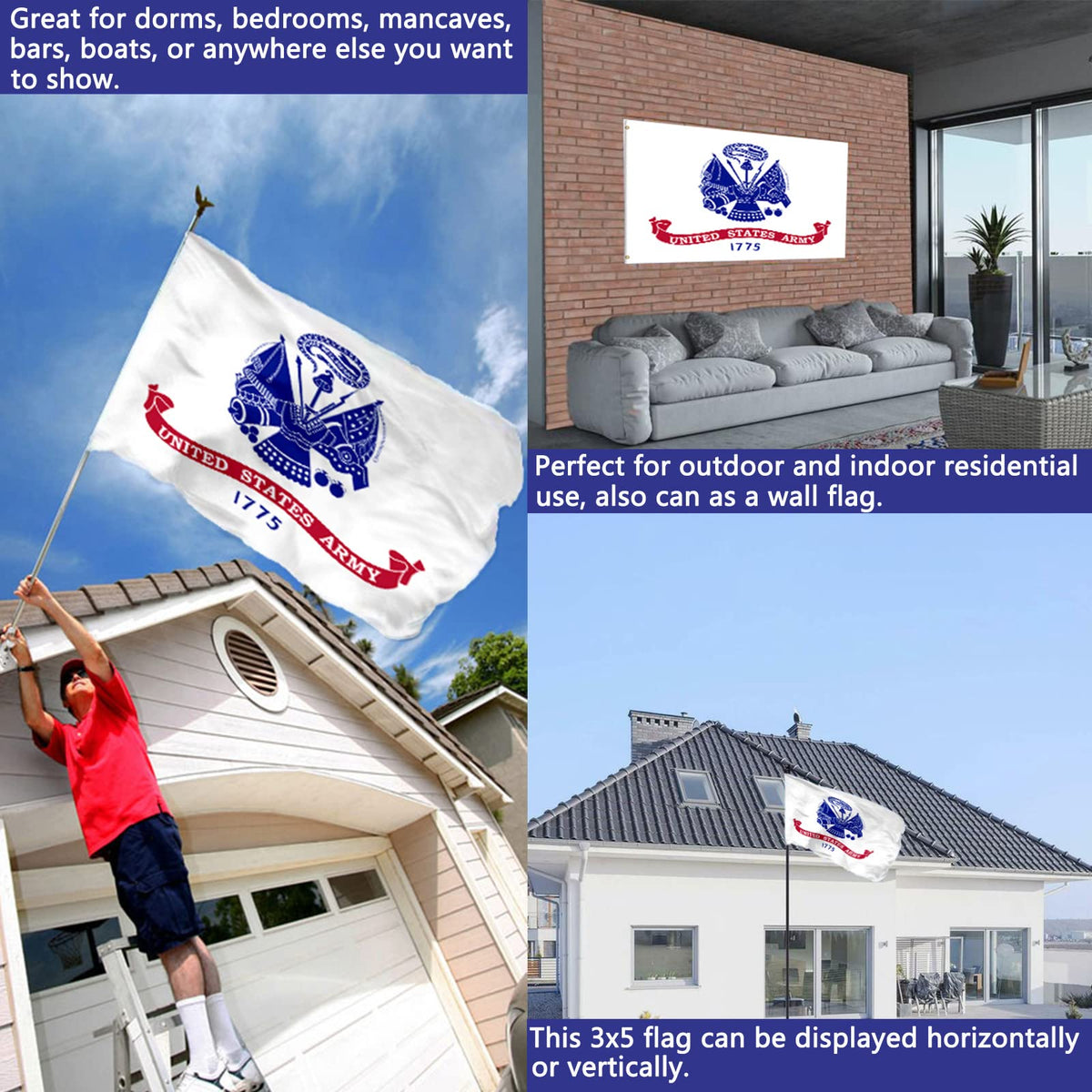 Joven US Army flag 3x5 outdoor double-sided design readable from both sides
