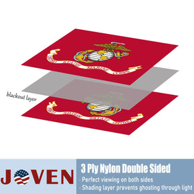 Joven USMC flag with four-row stitching for enhanced durability in windy conditions