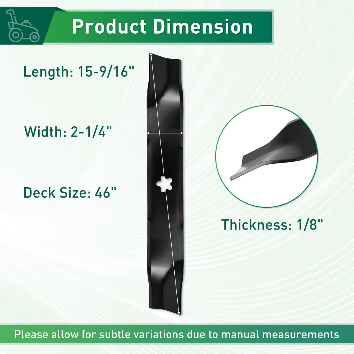 Jowlawn blade edge closeup showcases sharpness designed for efficient mowing.