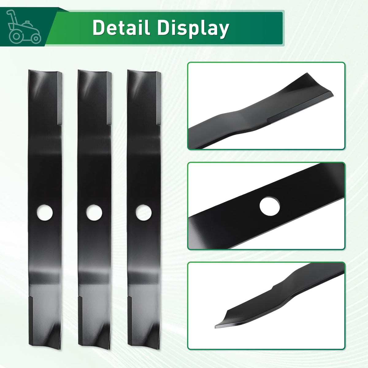 Jowlawn blades compatible with Ku-bota 60-inch series for versatility.