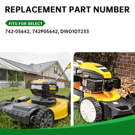 Jowlawn DeWalt 21in compatibility image shows fit on DeWalt 21-inch mower.