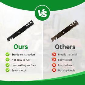 Jowlawn Gator Blades air-lift design distributes clippings for a healthier lawn.