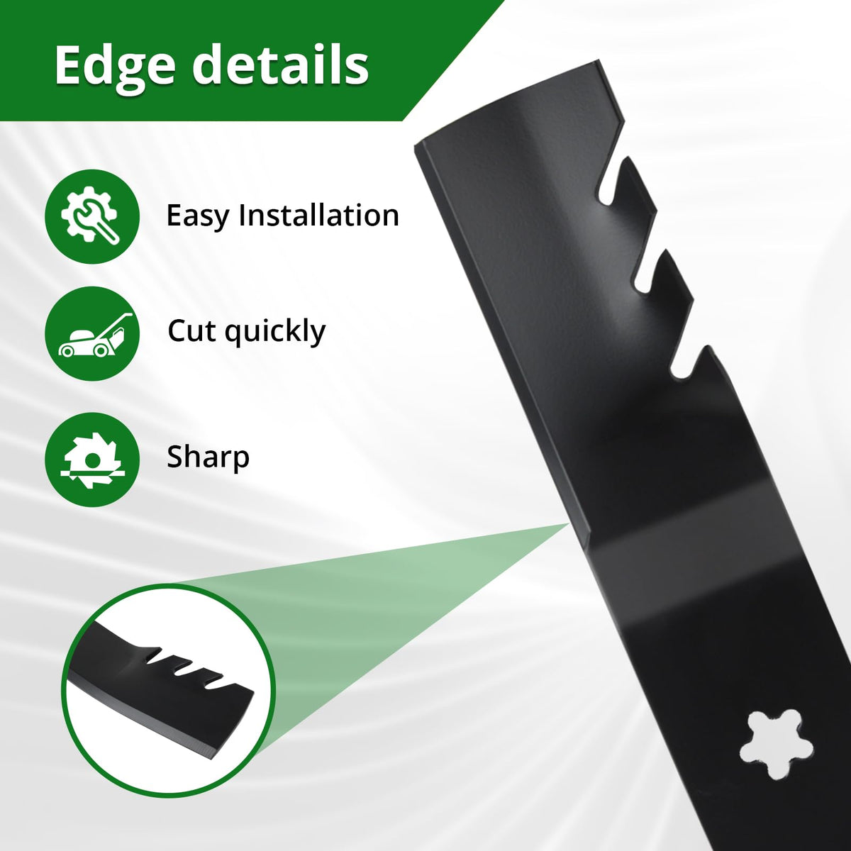 Jowlawn blade with Husqvarna compatibility and 5-point hole