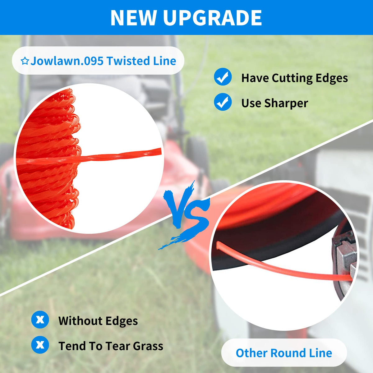 Jowlawn low noise weed eater line reduces trimming noise during yard work