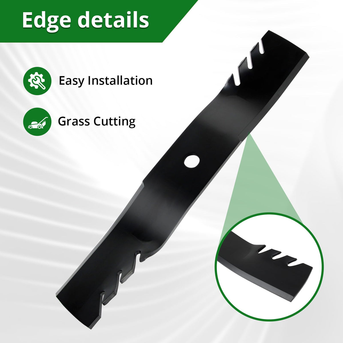 Jowlawn 396-719 blades delivering smoother cuts with reduced grass clumping.