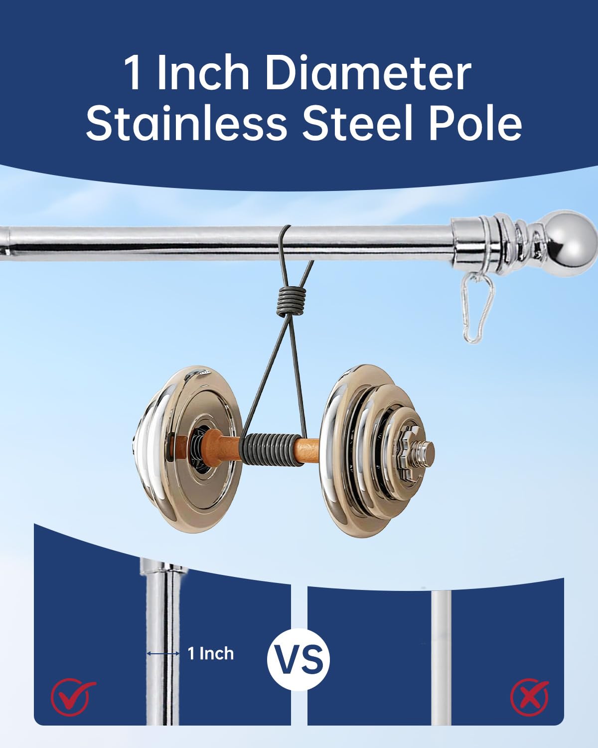 JOYAIRE rotating flag rings reduce tangling and improve flag presentation.