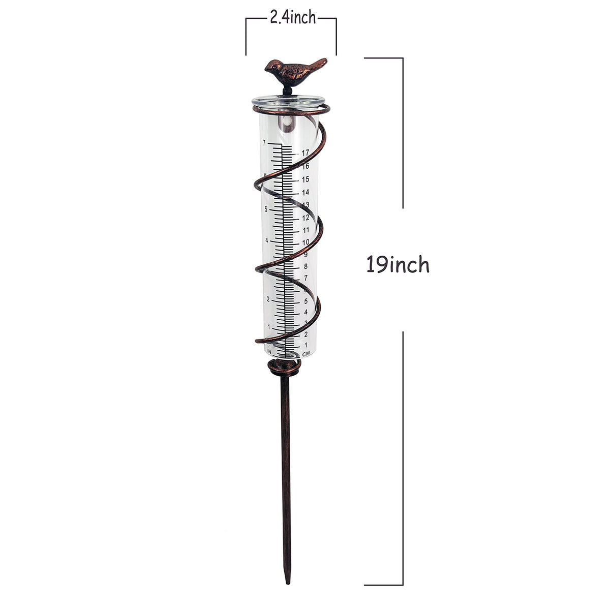 JOYBEE cast iron bird garden stake with rain gauge enhances outdoor decor