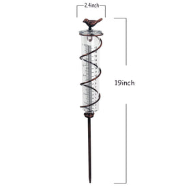 JOYBEE cast iron bird garden stake with rain gauge enhances outdoor decor